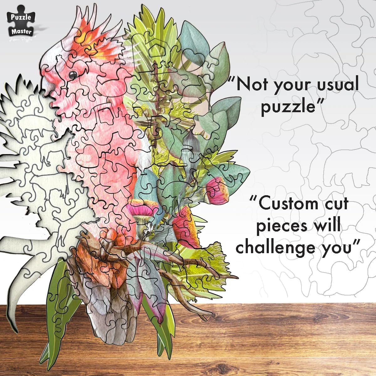 Major Mitchell Cockatoo Wooden Jigsaw Puzzle – 125-Piece Nature-Inspired Artistic Puzzle