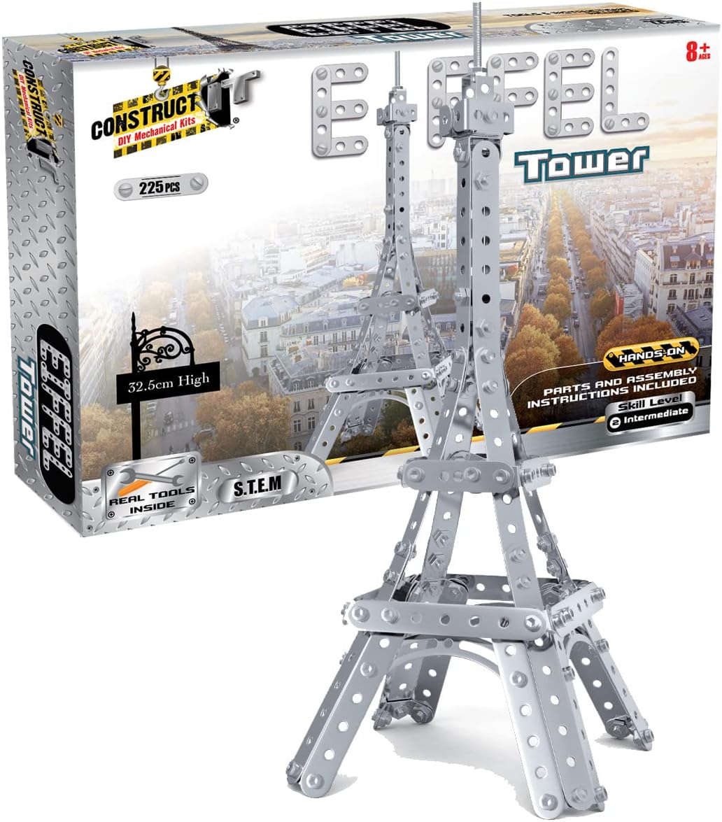 Construct IT Eiffel Tower – 225 Pieces Paris Monument Construction Set – STEM Education Toys for 8+ Year Olds – Build Your Own Eiffel Tower