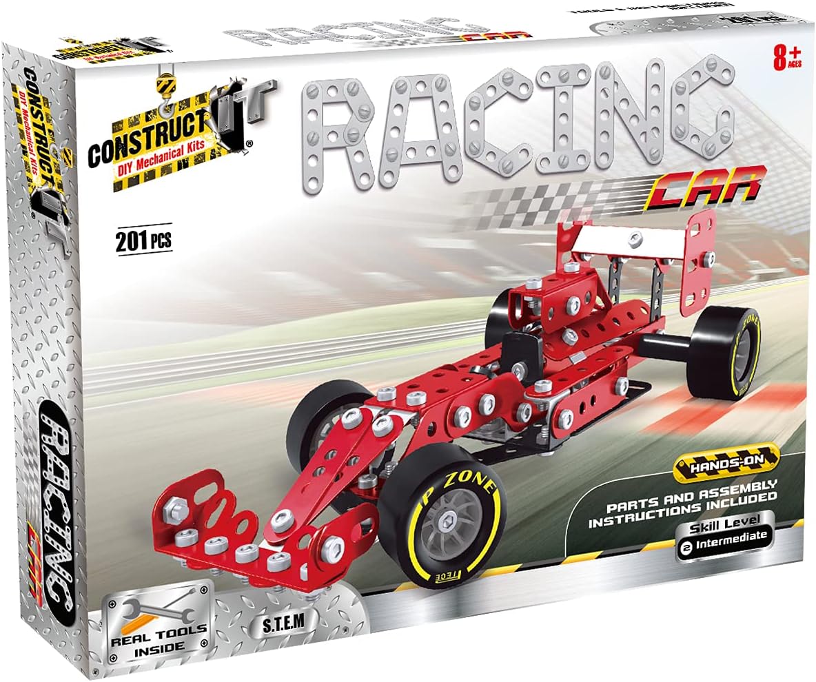 Construct IT Red Racing Car - 201-Piece Construction Kit - Build Your Own Racing Car - STEM Education Toys for Ages 8+