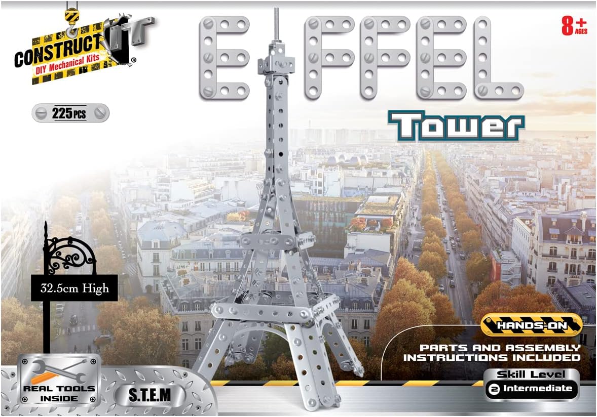 Construct IT Eiffel Tower – 225 Pieces Paris Monument Construction Set – STEM Education Toys for 8+ Year Olds – Build Your Own Eiffel Tower