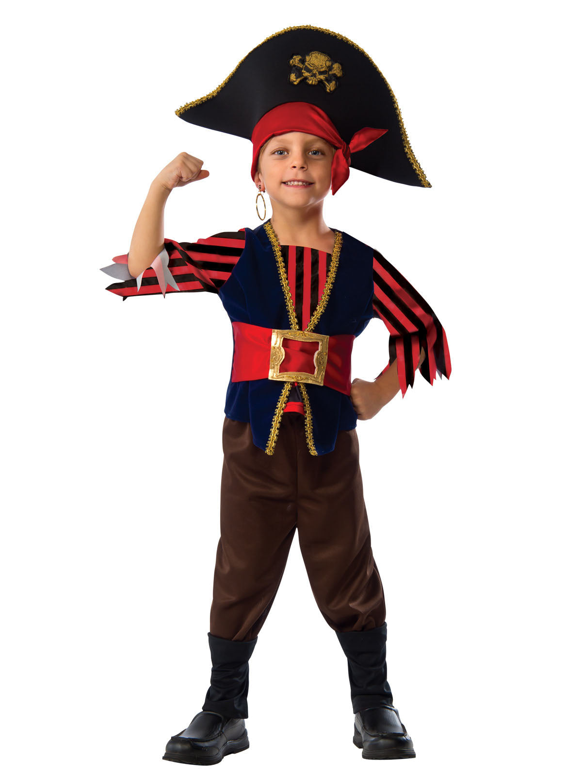 Kids Pirate Costume with Hat Vest Shirt Pants Belt Skull Book Week