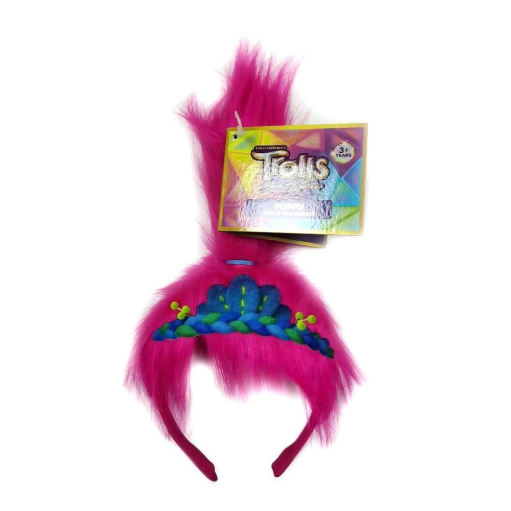 Trolls 3 Poppy Headband for Kids – Official Licensed Plush Pink Hair with Floral Design Pink Colour
