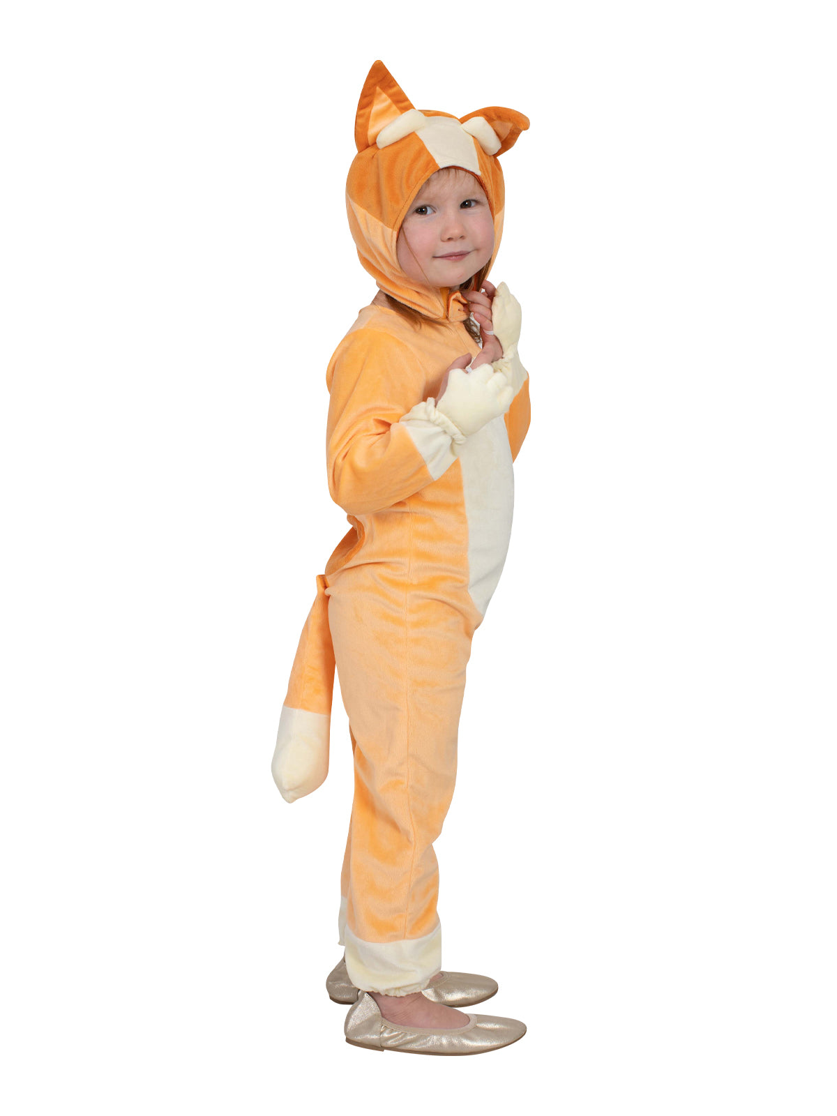 Bingo Premium Costume for Kids Official Bluey Red Heeler Jumpsuit with Headpiece Orange Colour