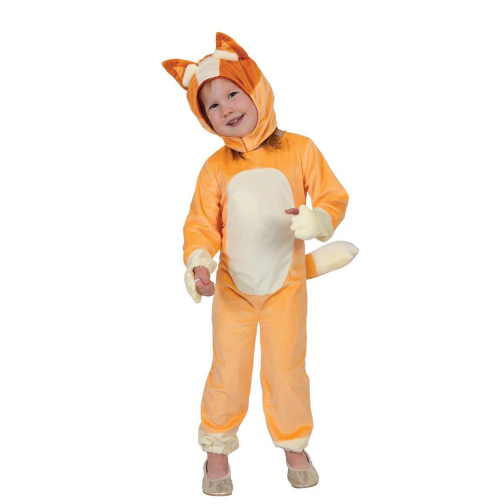Bingo Premium Costume for Kids Official Bluey Red Heeler Jumpsuit with Headpiece Orange Colour