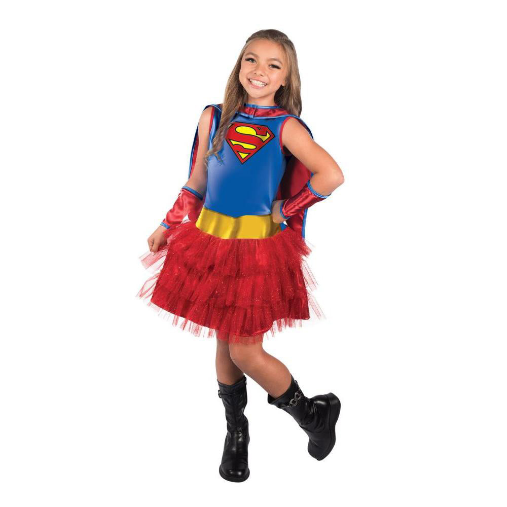Supergirl Costume for Kids Dress with Cape Tutu Skirt and Gauntlets Superhero