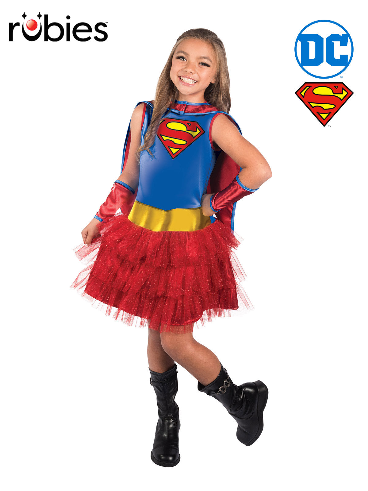 Supergirl Costume for Kids Dress with Cape Tutu Skirt and Gauntlets Superhero