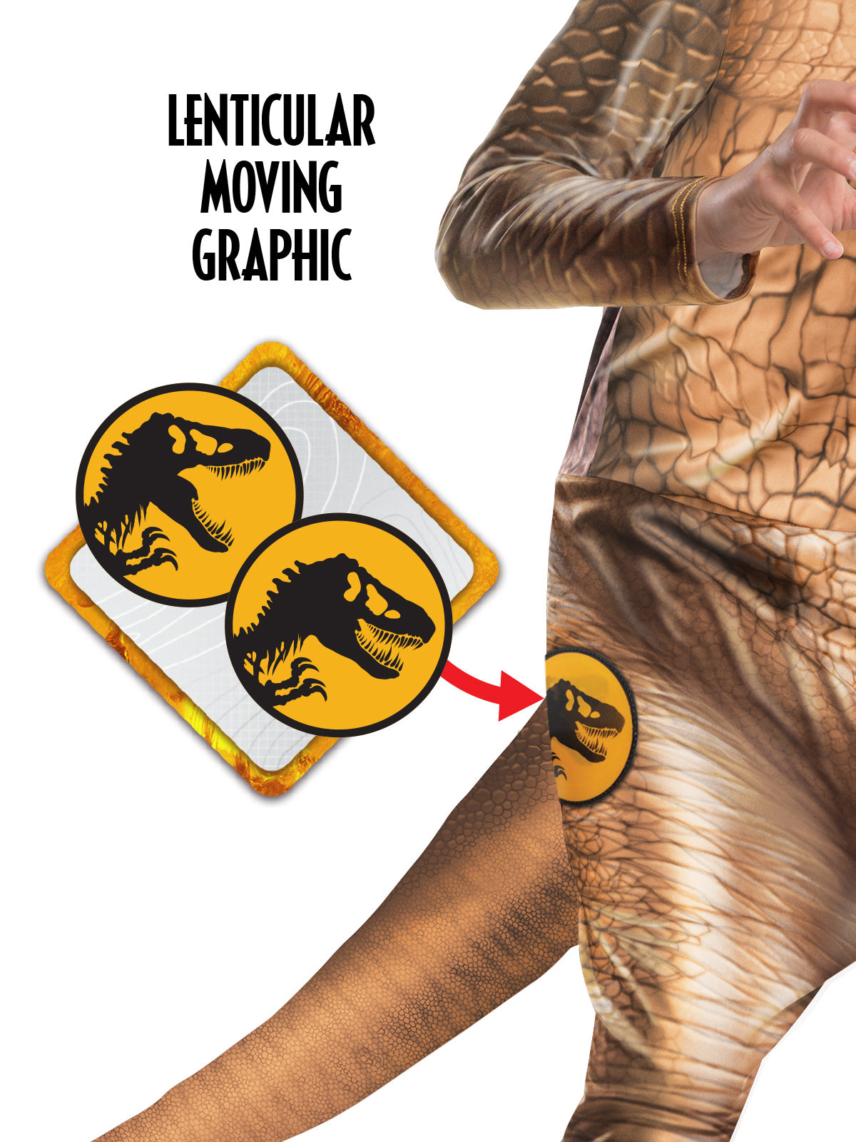 T-Rex Costume for Kids Deluxe Jurassic World Lenticular Dinosaur Suit
