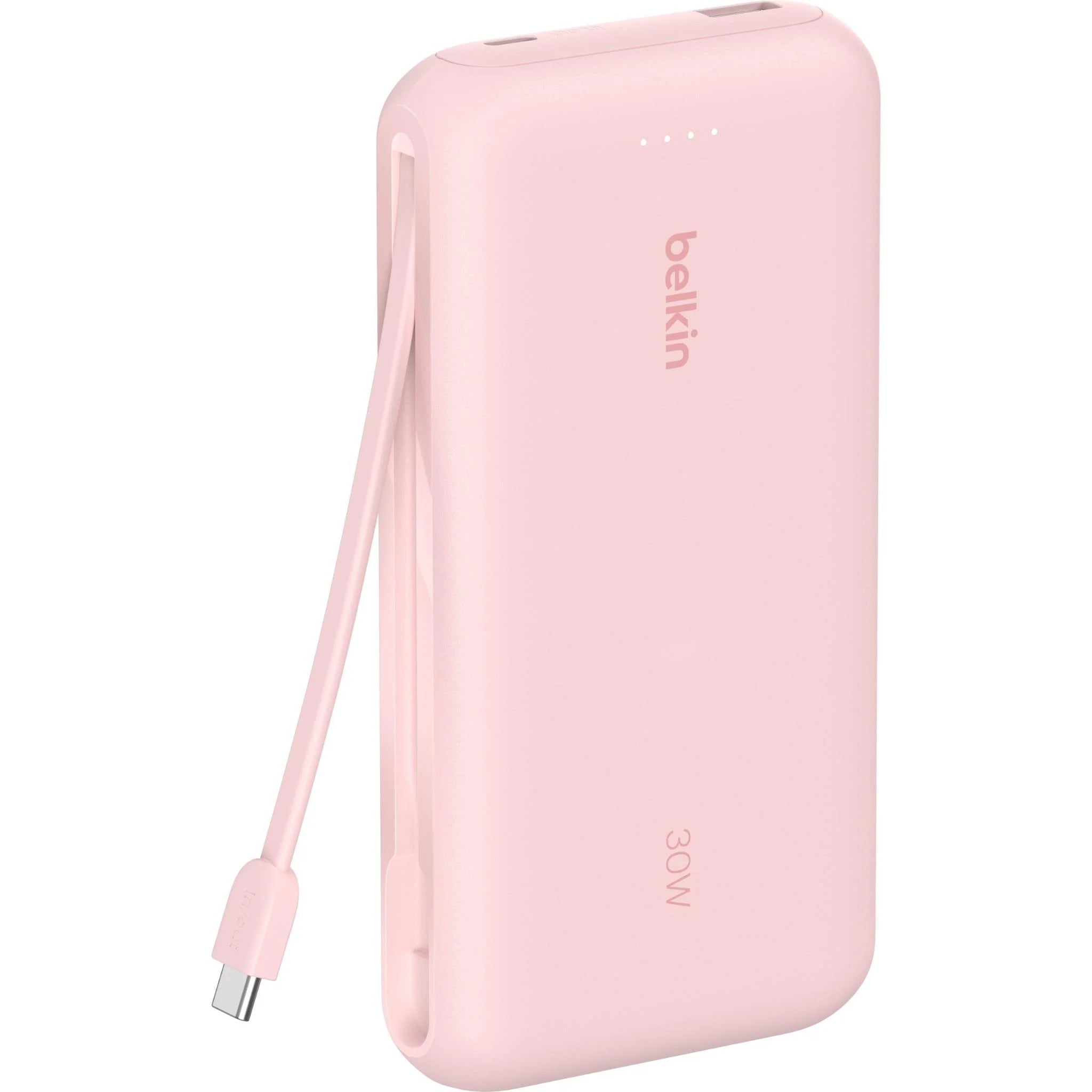 Belkin BoostCharge 20K Power Bank with Integrated USB-C Cable Pink