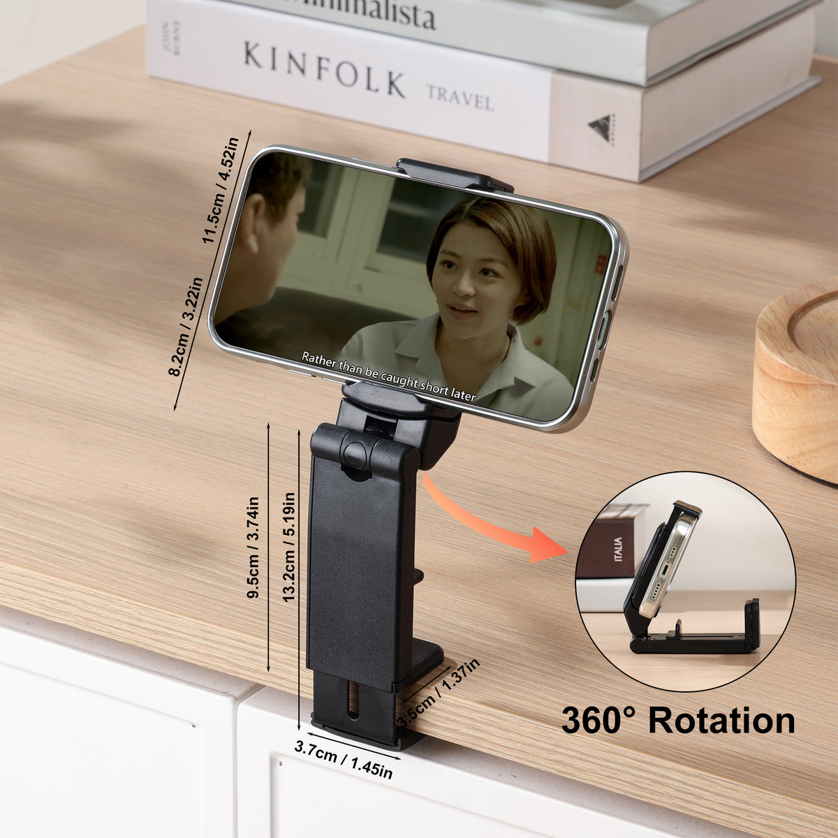 Urbanoki Airplane Phone Holder Mount 360° Rotation Stand Black Pack of 2