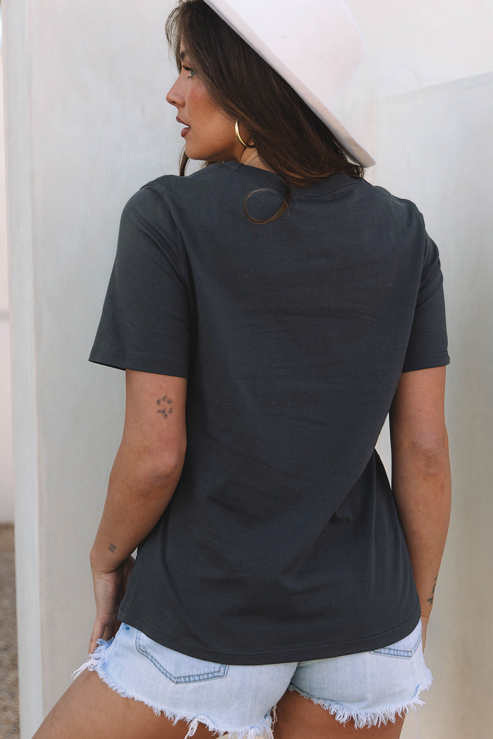 Dark Grey "Rise With The Sun" Western Graphic Tee for Women