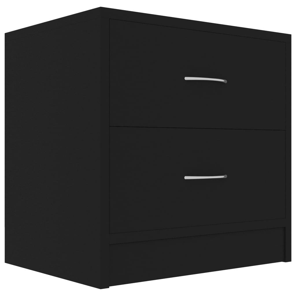 Bedside Cabinets 2 pcs Nightstand Set Drawer Storage Engineered Wood Black