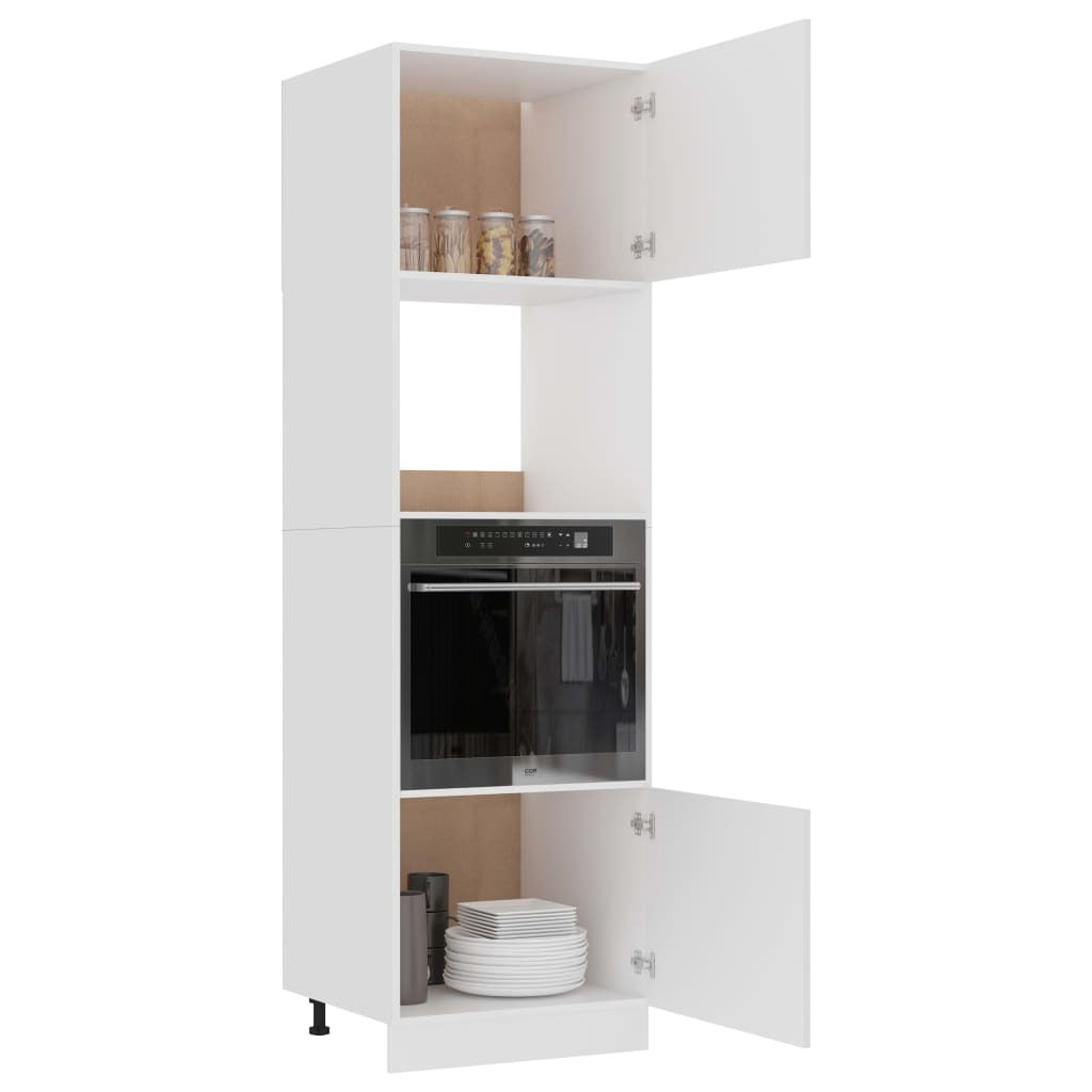 Microwave Cabinet Lyon Engineered Wood Kitchen Storage Unit Tall White