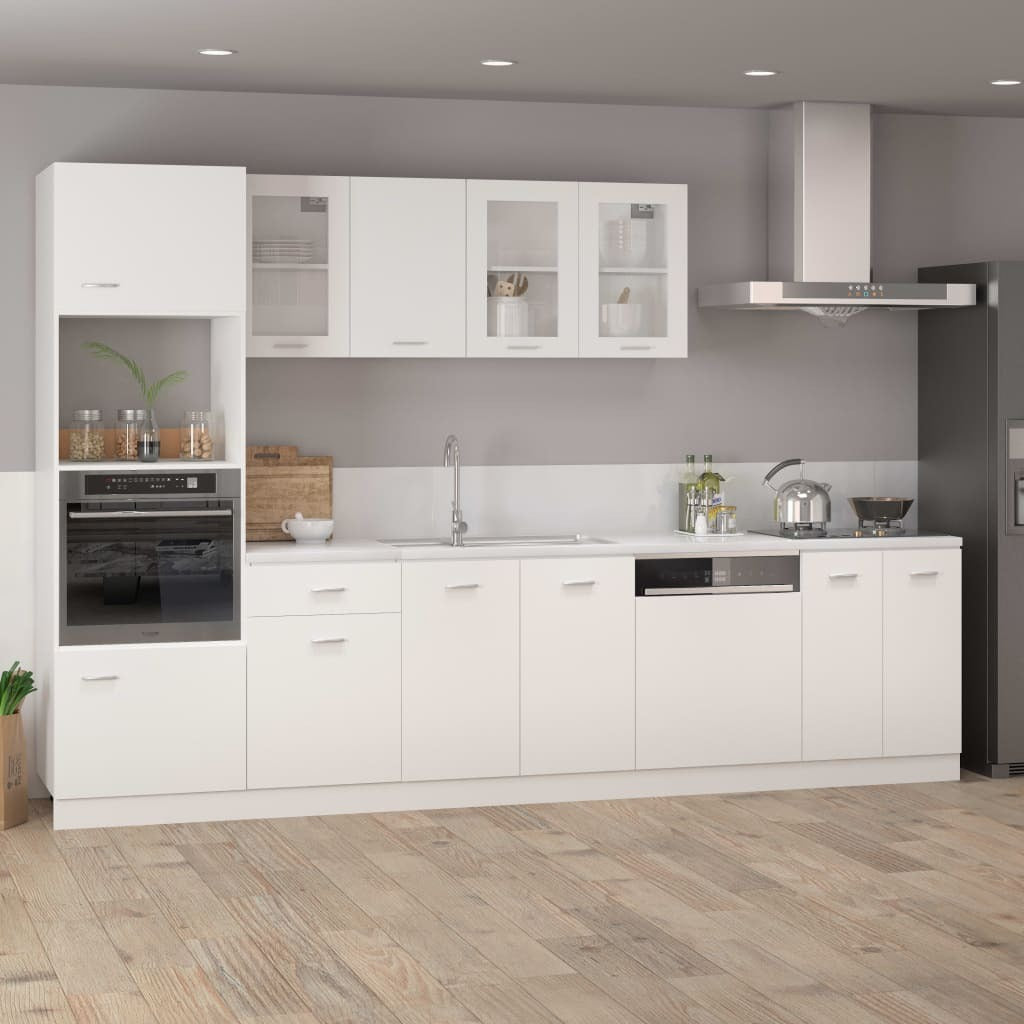 Microwave Cabinet Lyon Engineered Wood Kitchen Storage Unit Tall White