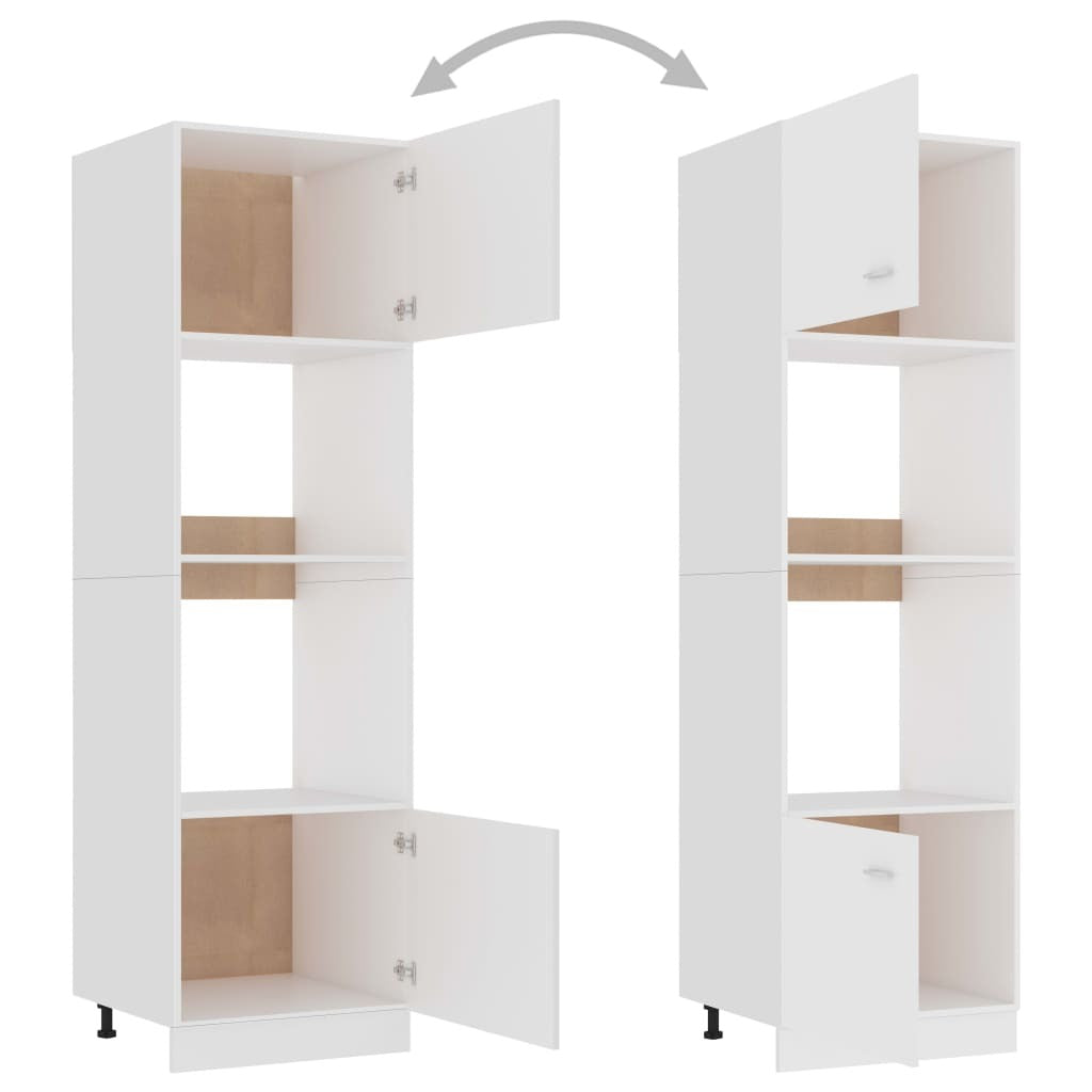 Microwave Cabinet Lyon Engineered Wood Kitchen Storage Unit Tall White