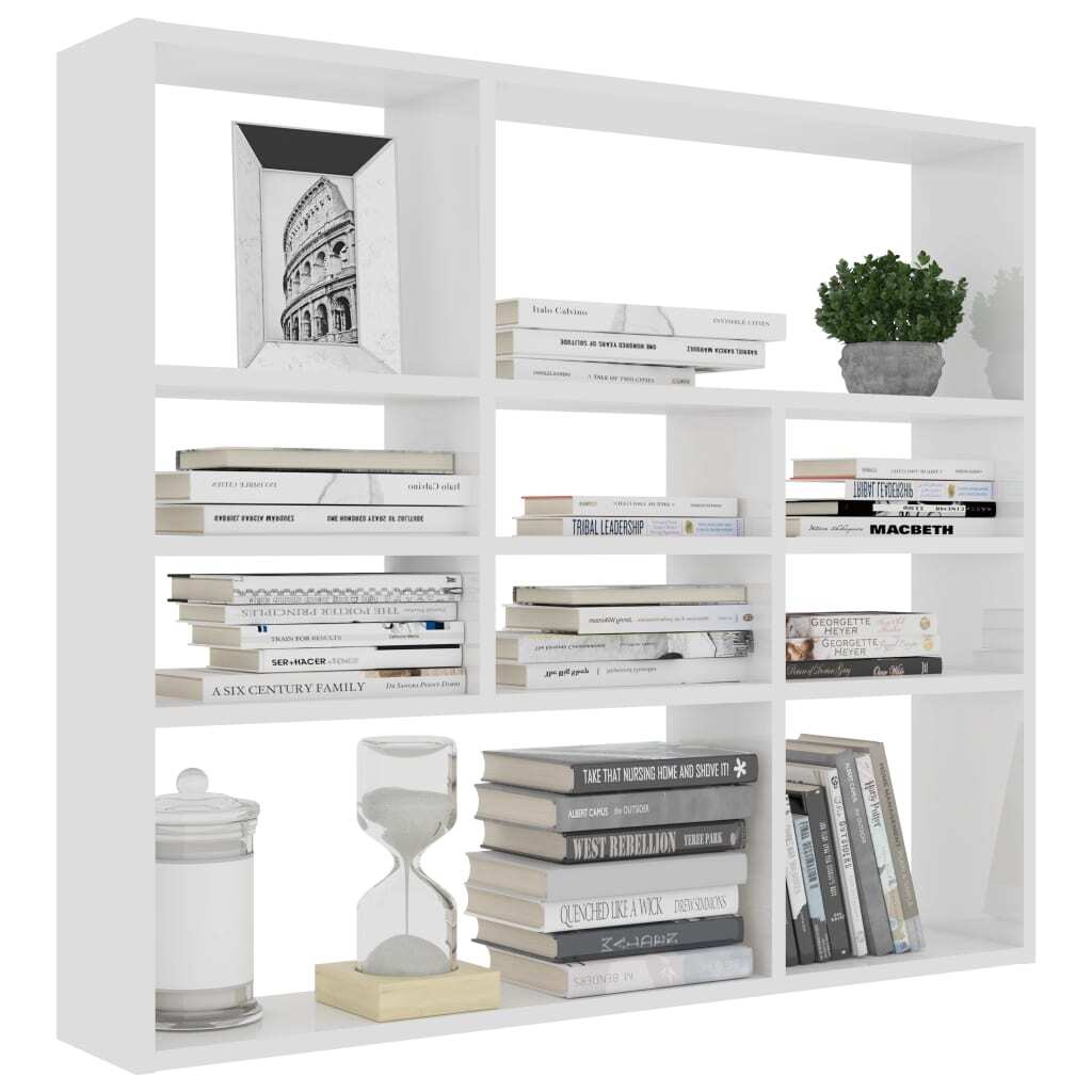 Wall Shelf 10 Compartment Display Storage Unit Engineered Wood White