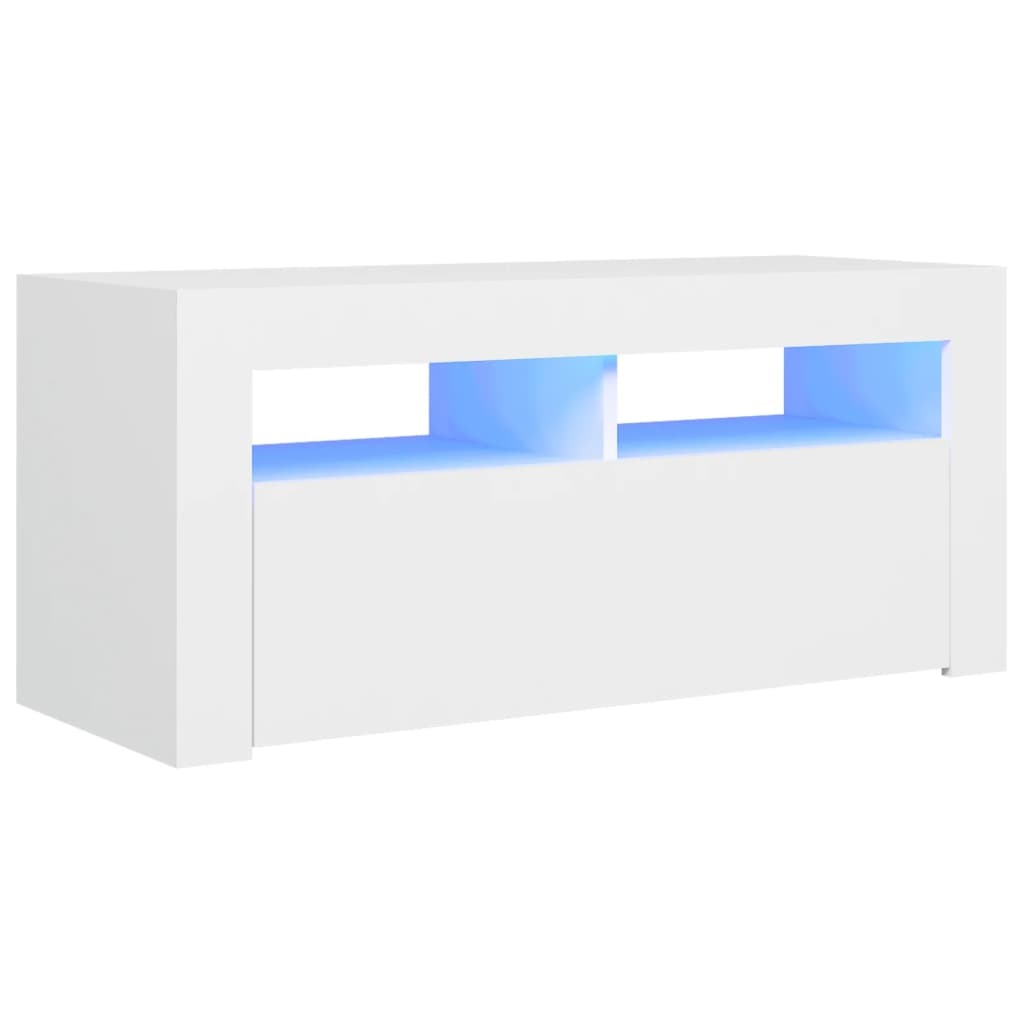 TV Cabinet with RGB LED Lights Adjustable Shelves Media Stand Unit White