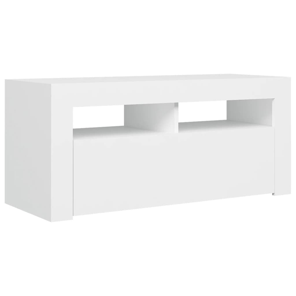 TV Cabinet with RGB LED Lights Adjustable Shelves Media Stand Unit White