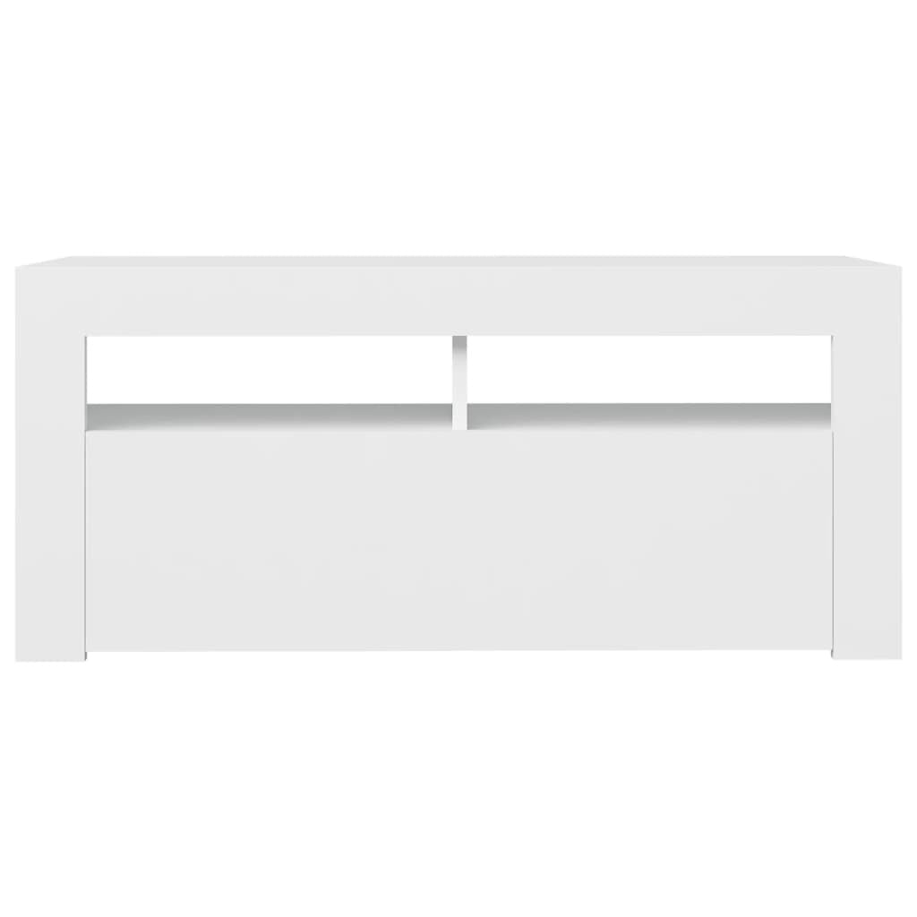 TV Cabinet with RGB LED Lights Adjustable Shelves Media Stand Unit White