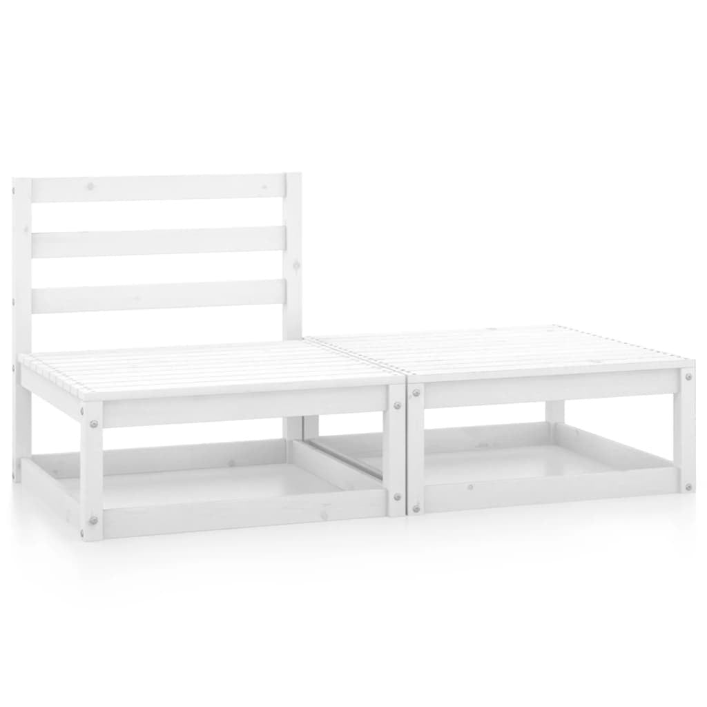 2 Piece Garden Lounge Set Modular Outdoor Furniture Solid Pinewood White