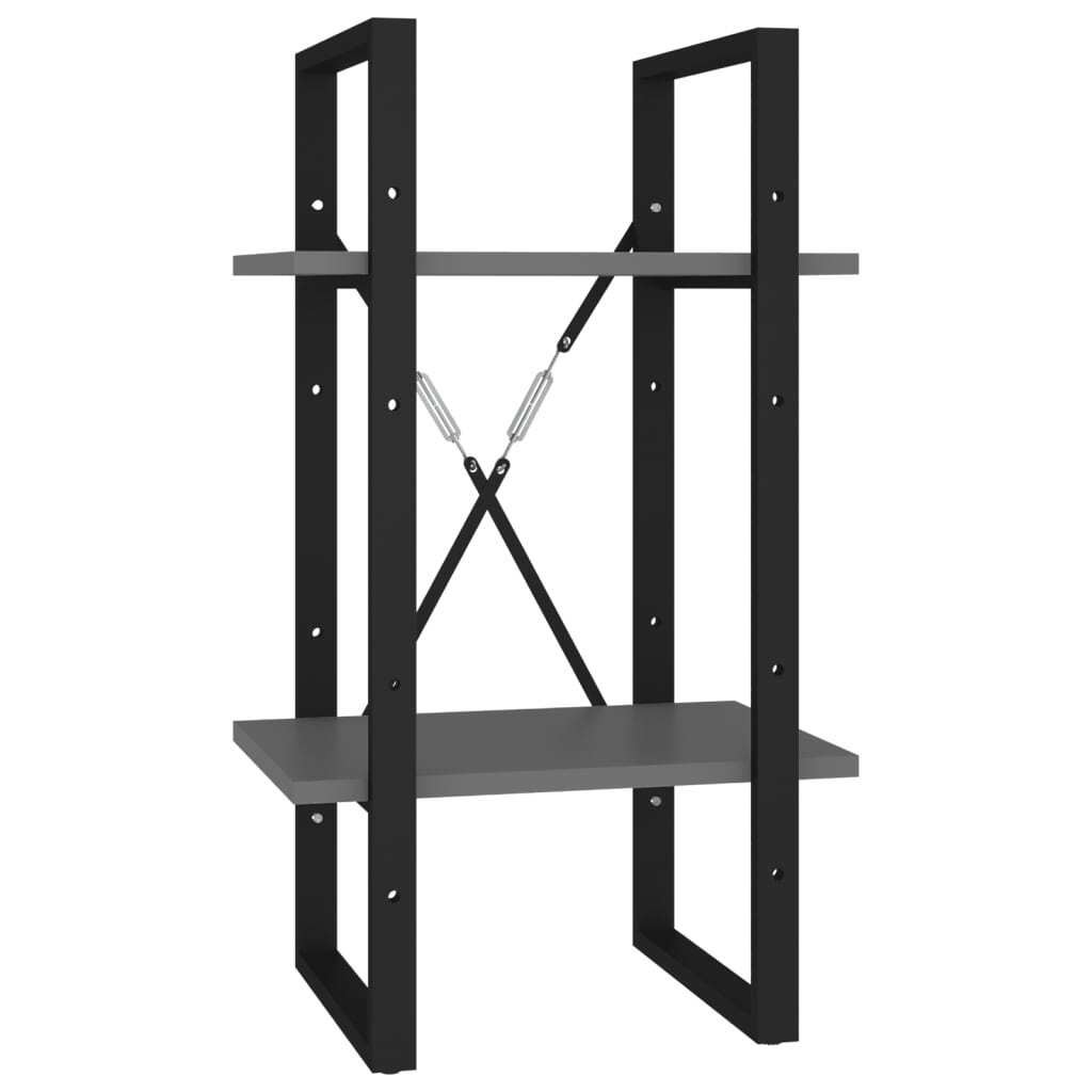 2-Tier Book Cabinet Grey 40x30x70 cm Engineered Wood
