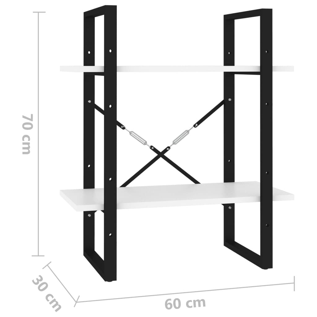 2-Tier Book Cabinet White 60x30x70 cm Engineered Wood