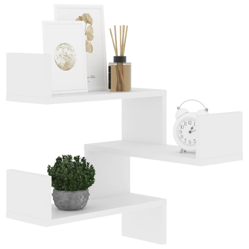 Wall Corner Shelf Floating Display Storage Unit Engineered Wood White