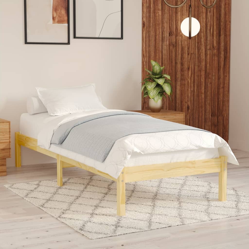Bed Frame without Mattress 90x190cm Single Solid Pinewood Bedstead Frame