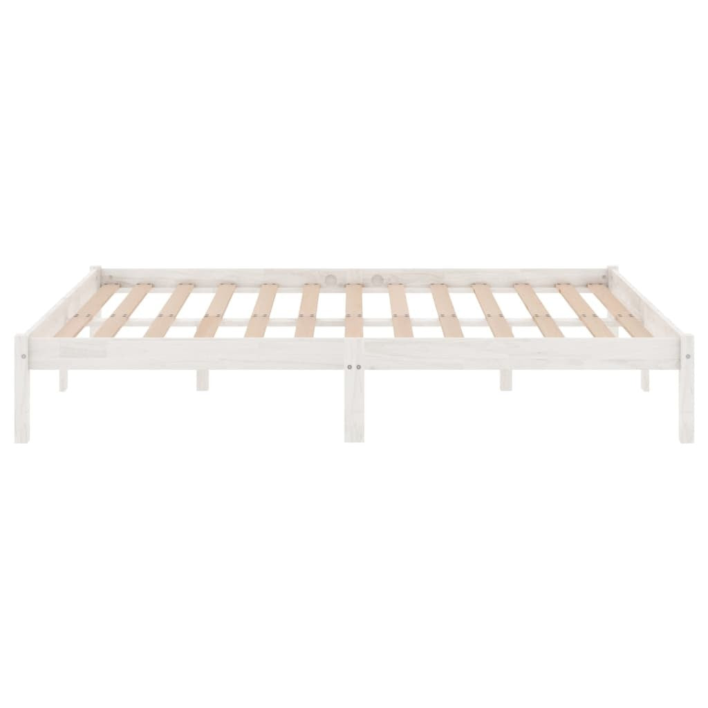 Bed Frame without Mattress 135x190cm Double Solid Pinewood Bedstead White
