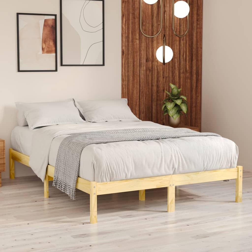 Bed Frame without Mattress 150x200cm King Size Solid Pinewood Bedstead Frame