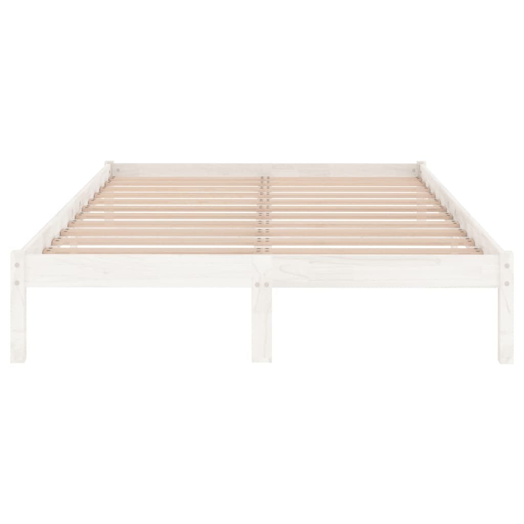 Bed Frame without Mattress 150x200cm Queen Size Solid Pinewood Bedstead White