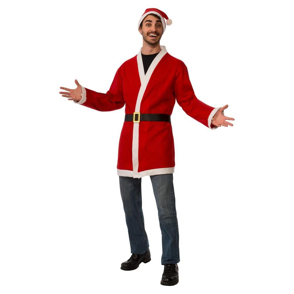 Santa Claus Adult Jacket Costume Set with Hat and Belt for Christmas