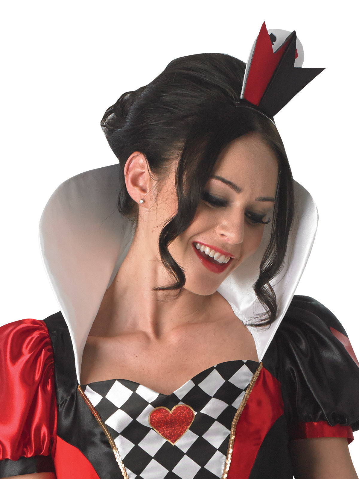 Disney Queen of Hearts Costume for Adults with Satin Dress and Tiara Headpiece - Red Colour