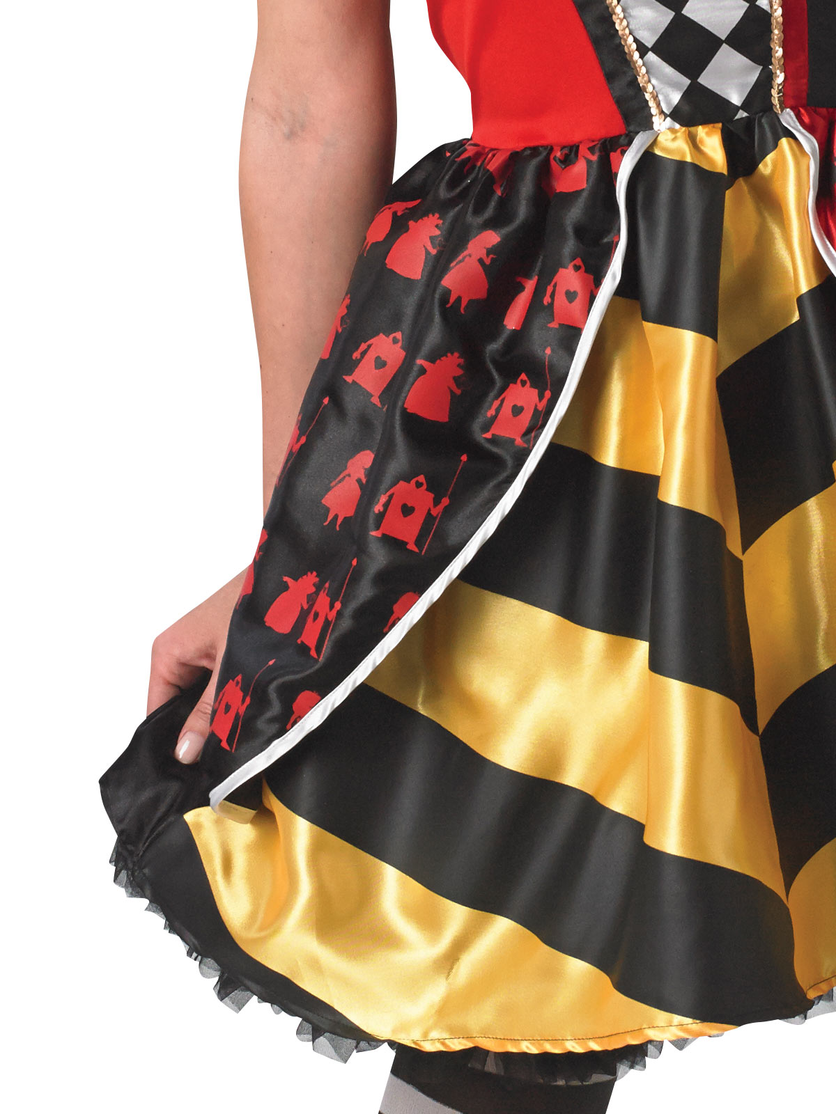 Disney Queen of Hearts Costume for Adults with Satin Dress and Tiara Headpiece - Red Colour