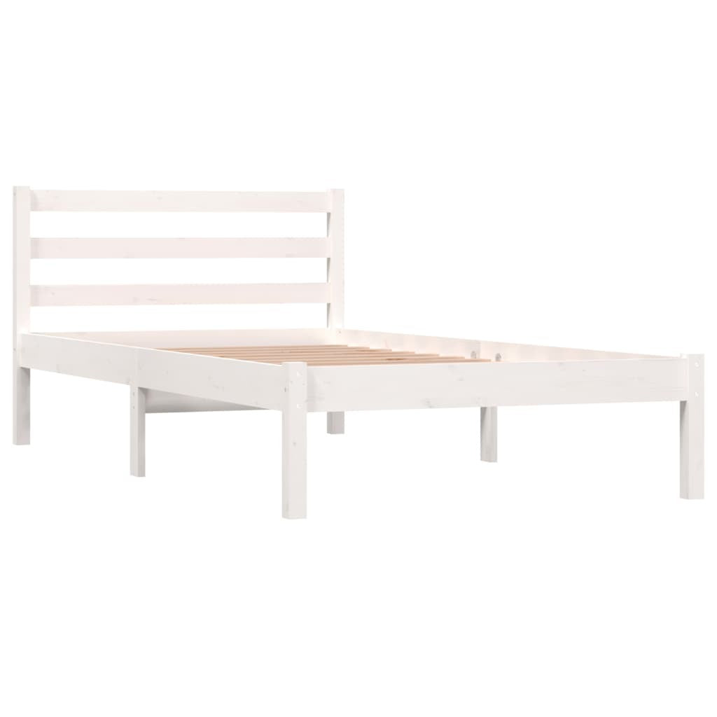 Bed Frame without Mattress 90x190cm Single Solid Pinewood Bedstead White