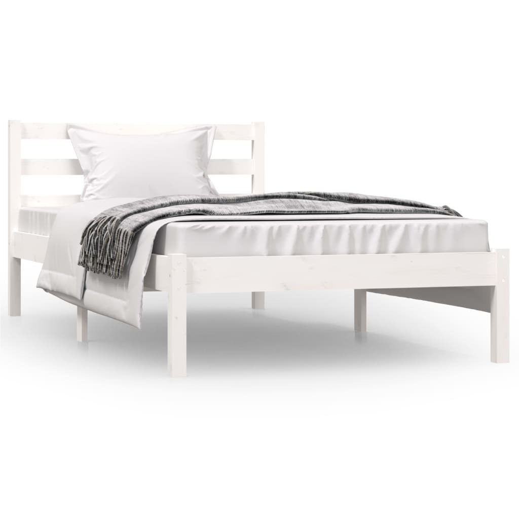 Bed Frame without Mattress 90x190cm Single Solid Pinewood Bedstead White