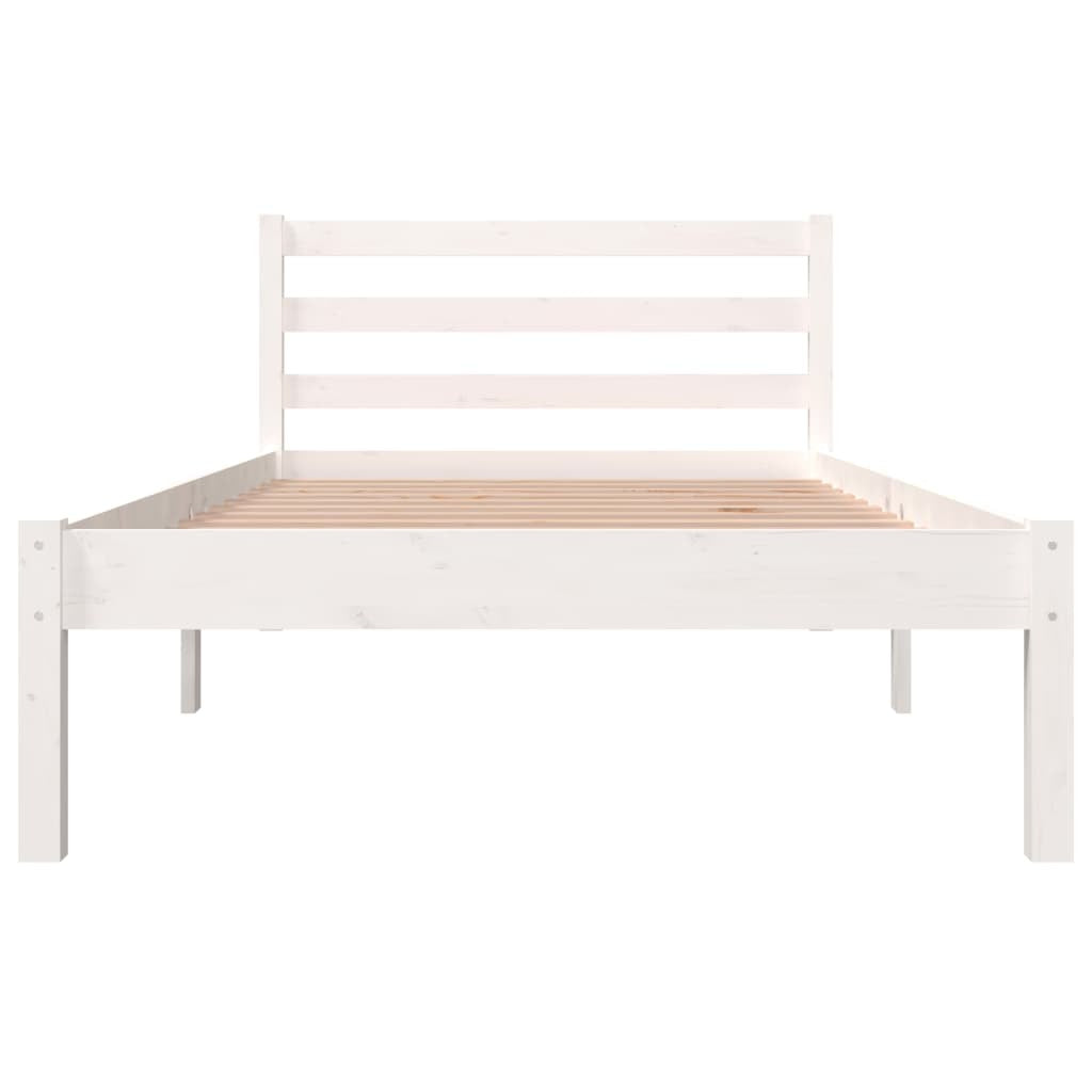 Bed Frame without Mattress 90x190cm Single Solid Pinewood Bedstead White