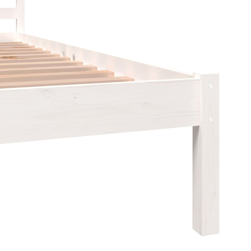 Bed Frame without Mattress 90x190cm Single Solid Pinewood Bedstead White