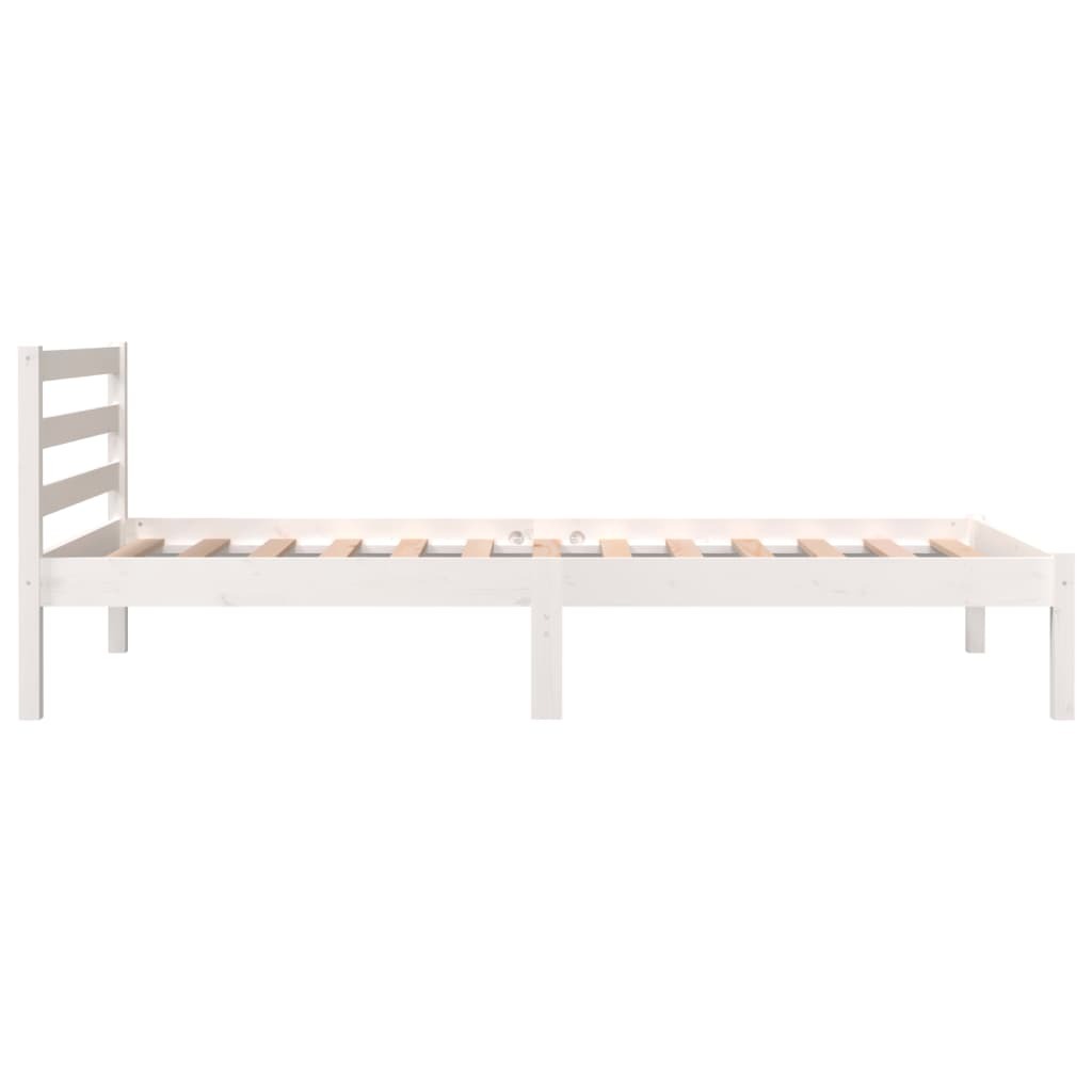 Bed Frame without Mattress 90x190cm Single Solid Pinewood Bedstead White