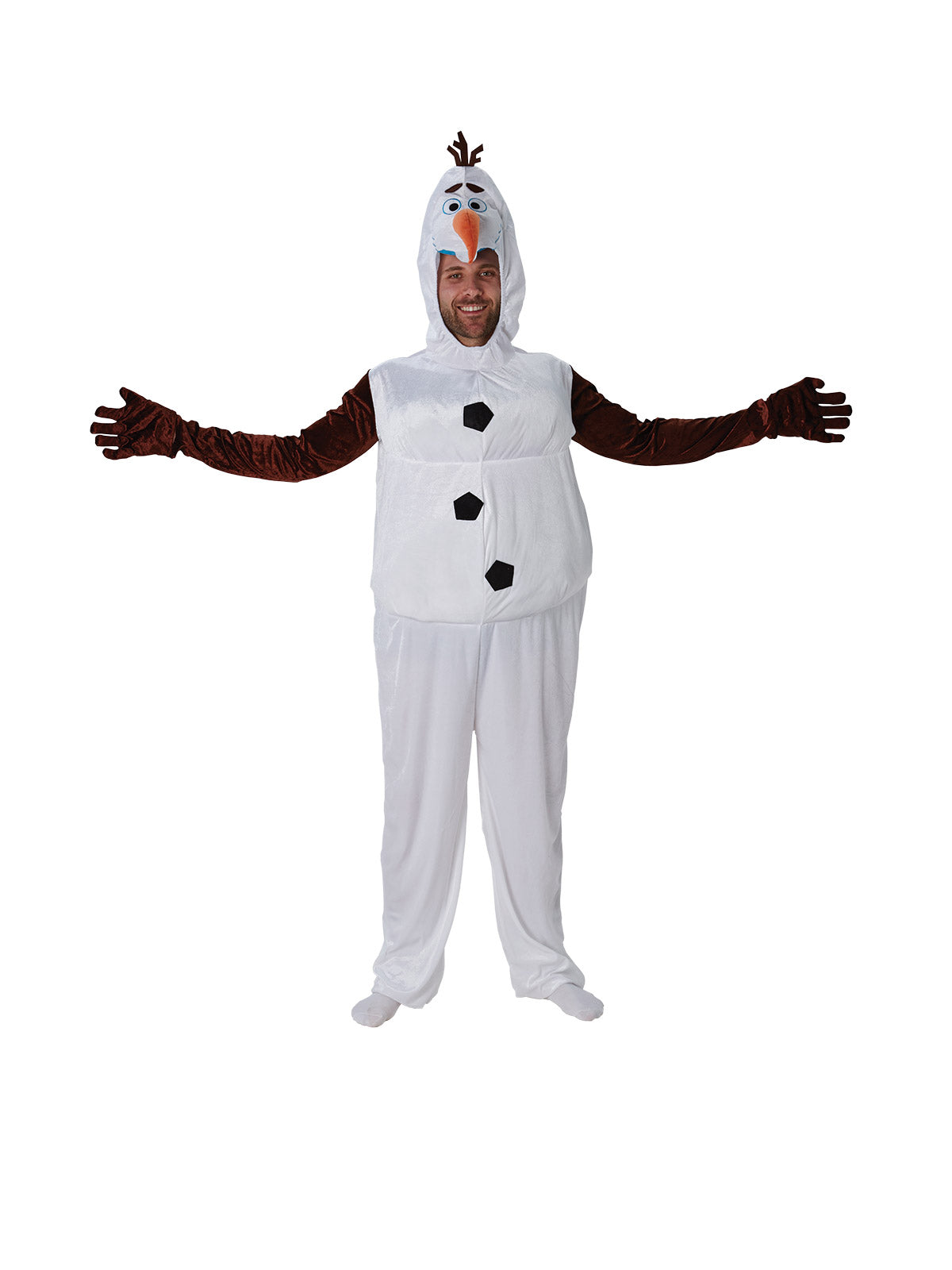Disney Frozen Olaf Costume for Kids Official Licensed Jumpsuit with Snowman Headpiece, White Colour