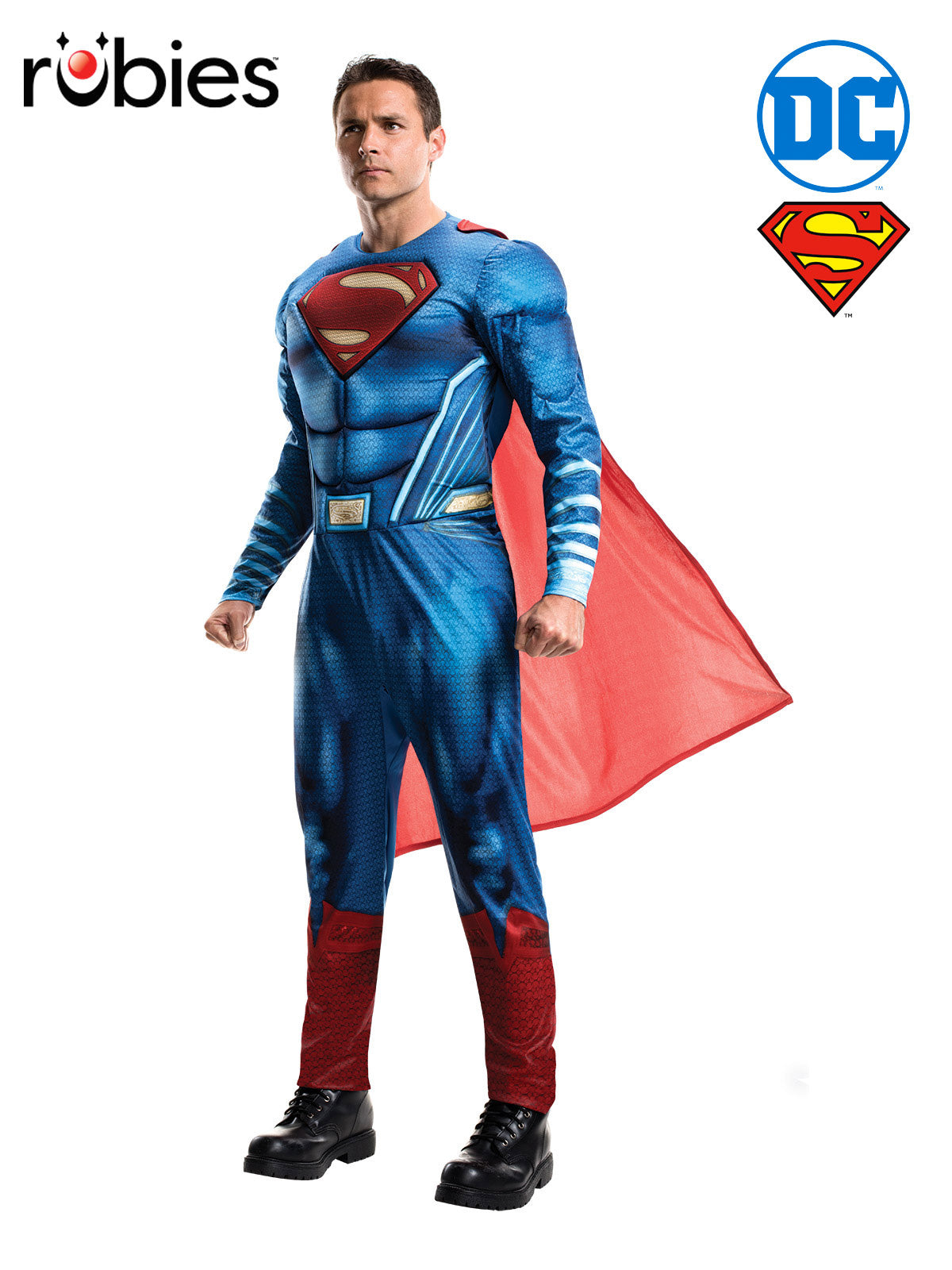Superman Costume for Men Deluxe Muscle Chest DC Comics Jumpsuit with Cape