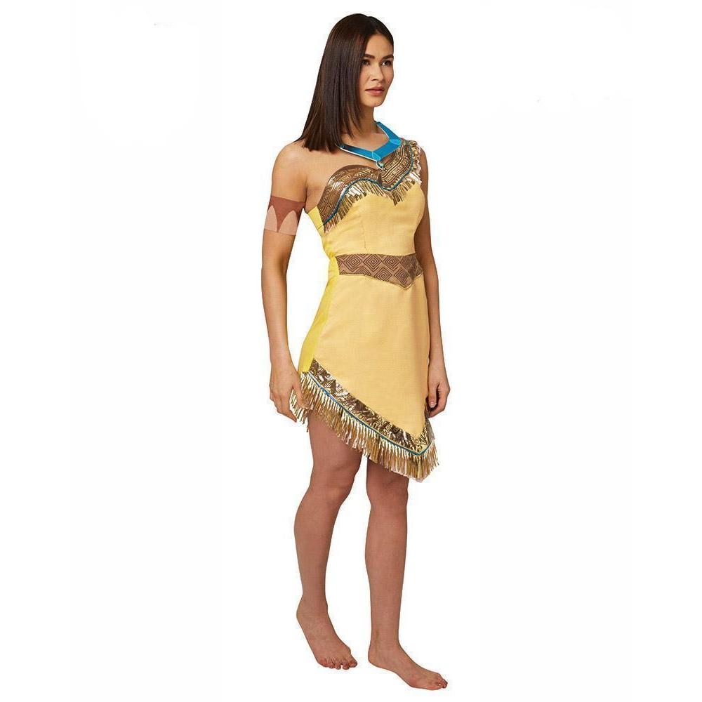 Disney Pocahontas Costume – Official Licensed Dress with Necklace and Armband, Brown Colour