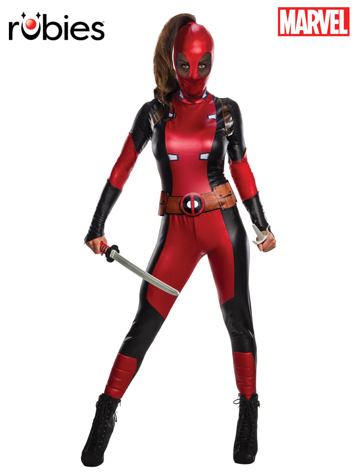 Deadpool Womens Costume Adult Official Marvel Outfit with Snood and Belt