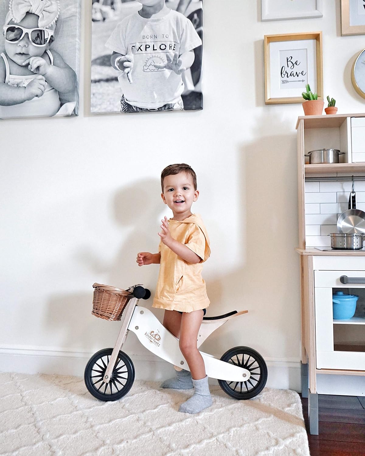 Kinderfeets Tiny Tot Plus 2 in 1 Balance Bike and Trike for Toddlers White