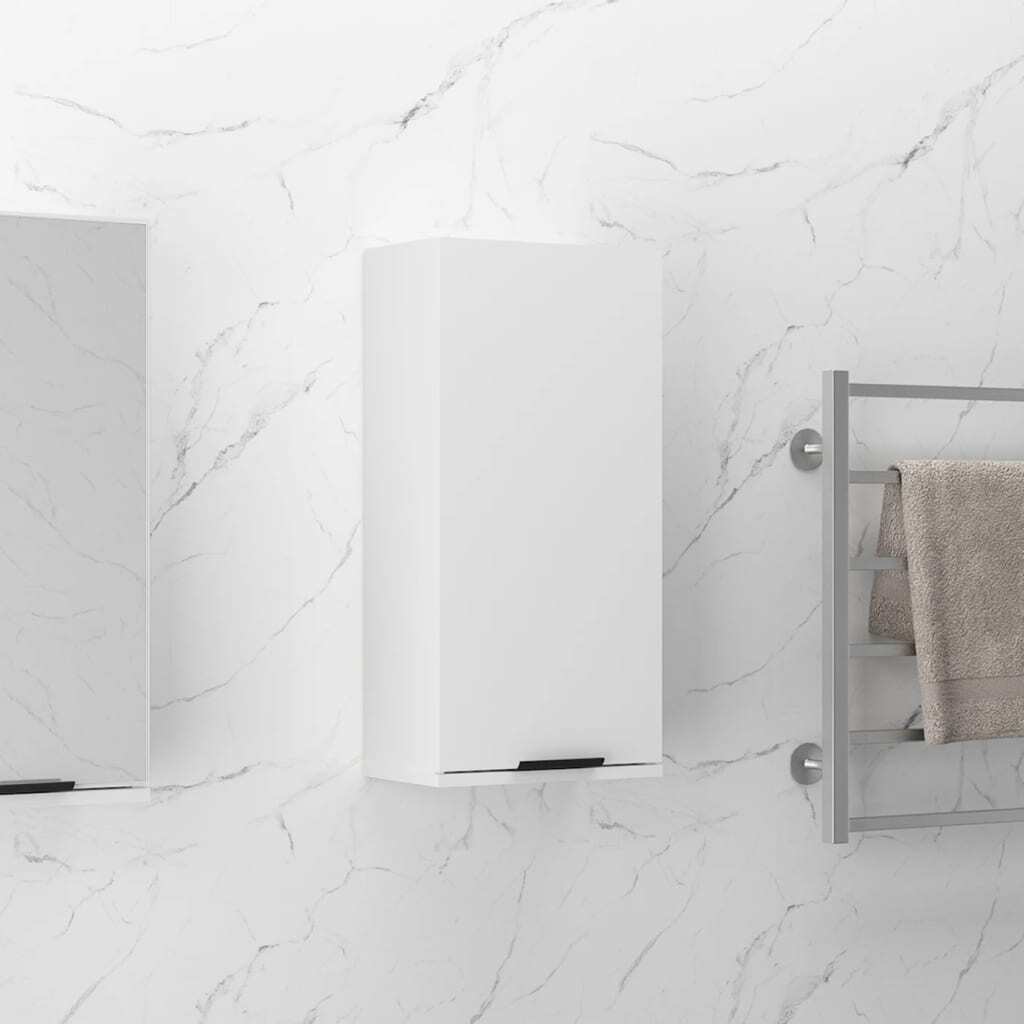 Wall-Mounted Bathroom Cabinet Storage Unit Single Door Engineered Wood White