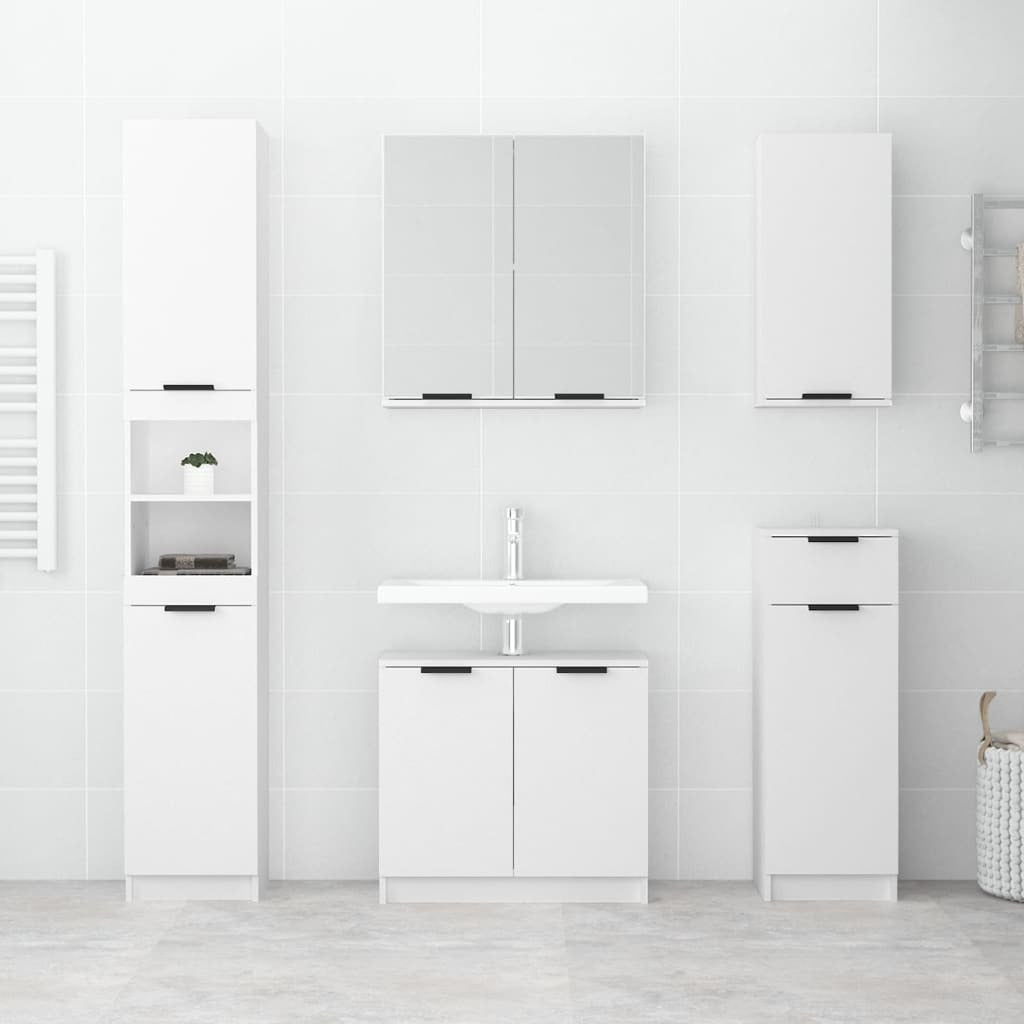 Wall-Mounted Bathroom Cabinet Storage Unit Single Door Engineered Wood White