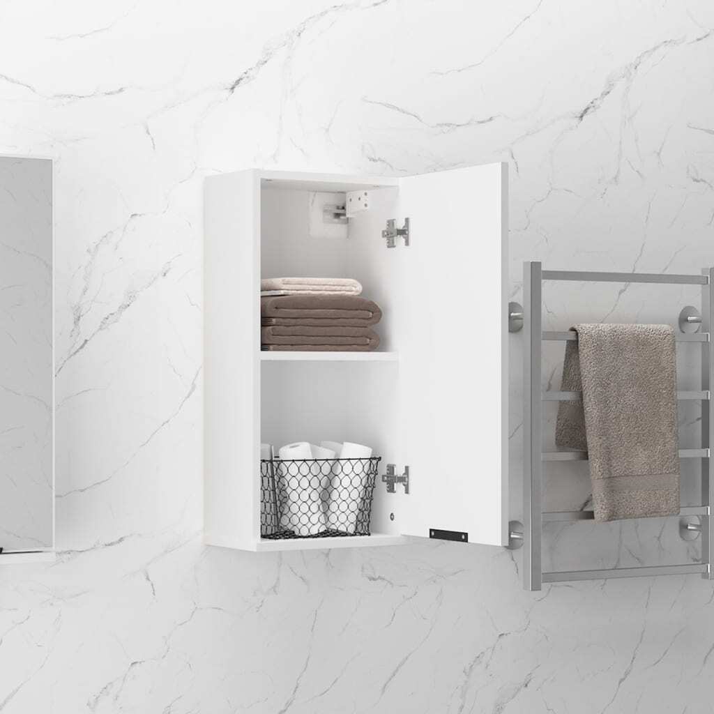 Wall-Mounted Bathroom Cabinet Storage Unit Single Door Engineered Wood White