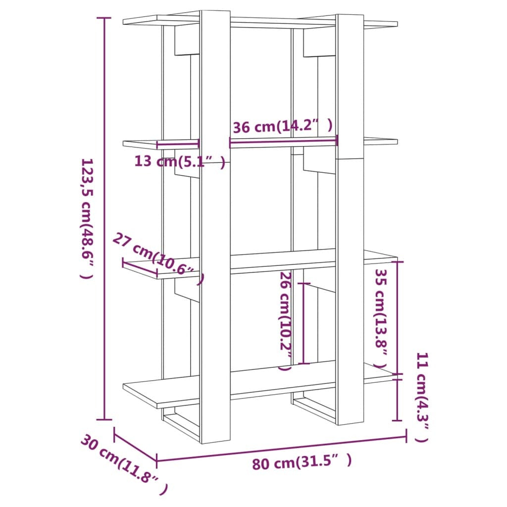 Book Cabinet Room Divider Storage Bookshelf Tall Unit Engineered Wood White