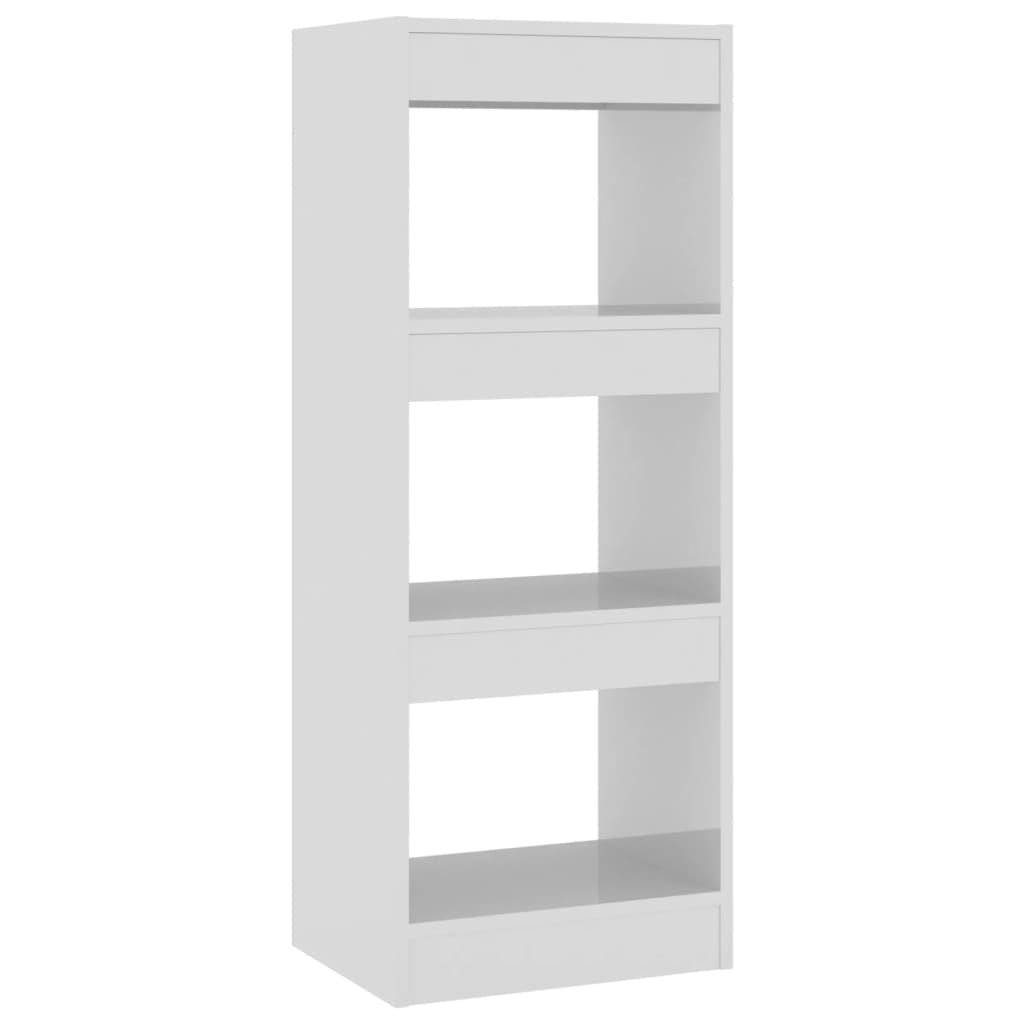 Book Cabinet Room Divider Storage Bookshelf Tall High Gloss Engineered White