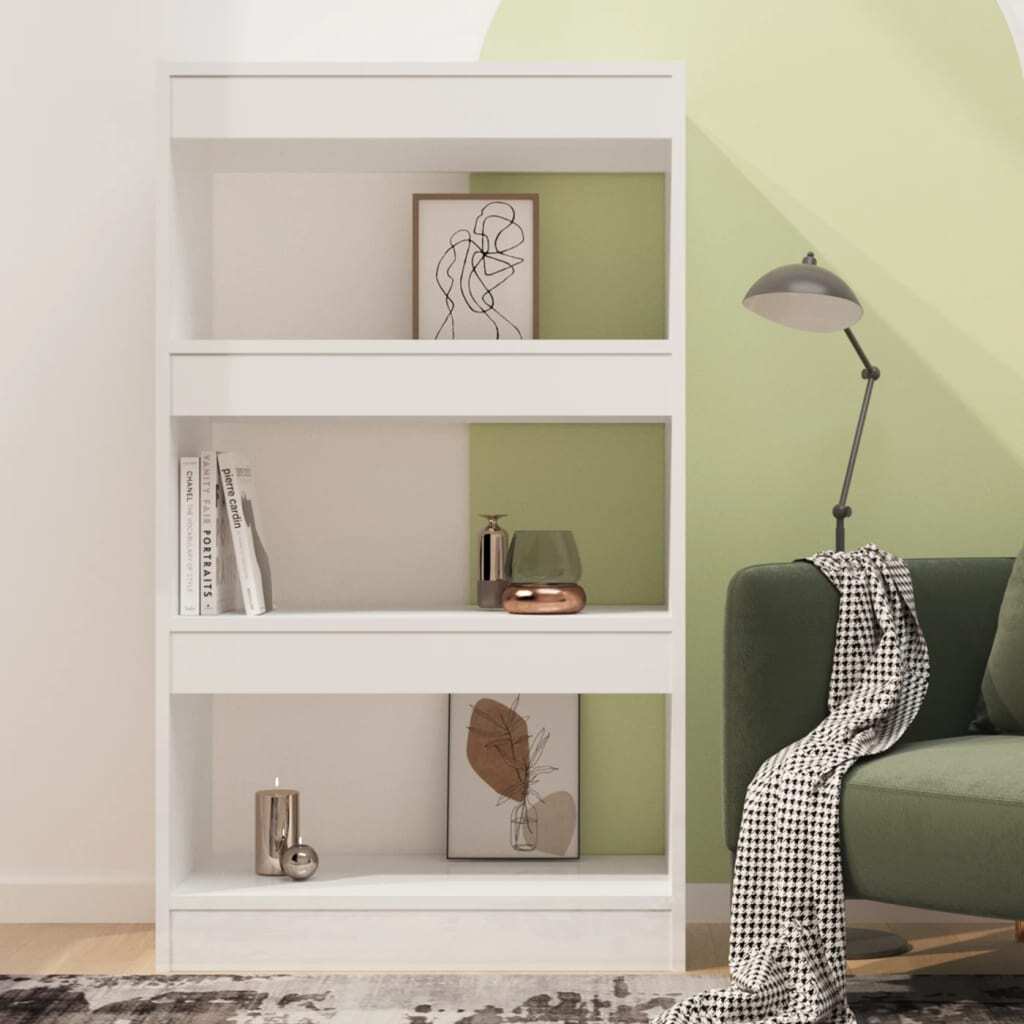 Book Cabinet Room Divider Storage Bookshelf High Gloss Engineered White