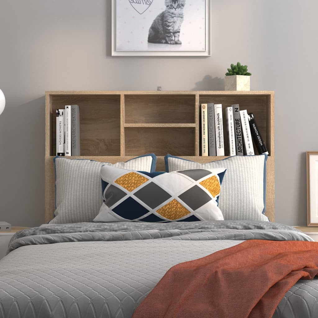 Headboard Cabinet Bed Storage Unit 100cm Engineered Wood Sonoma Oak